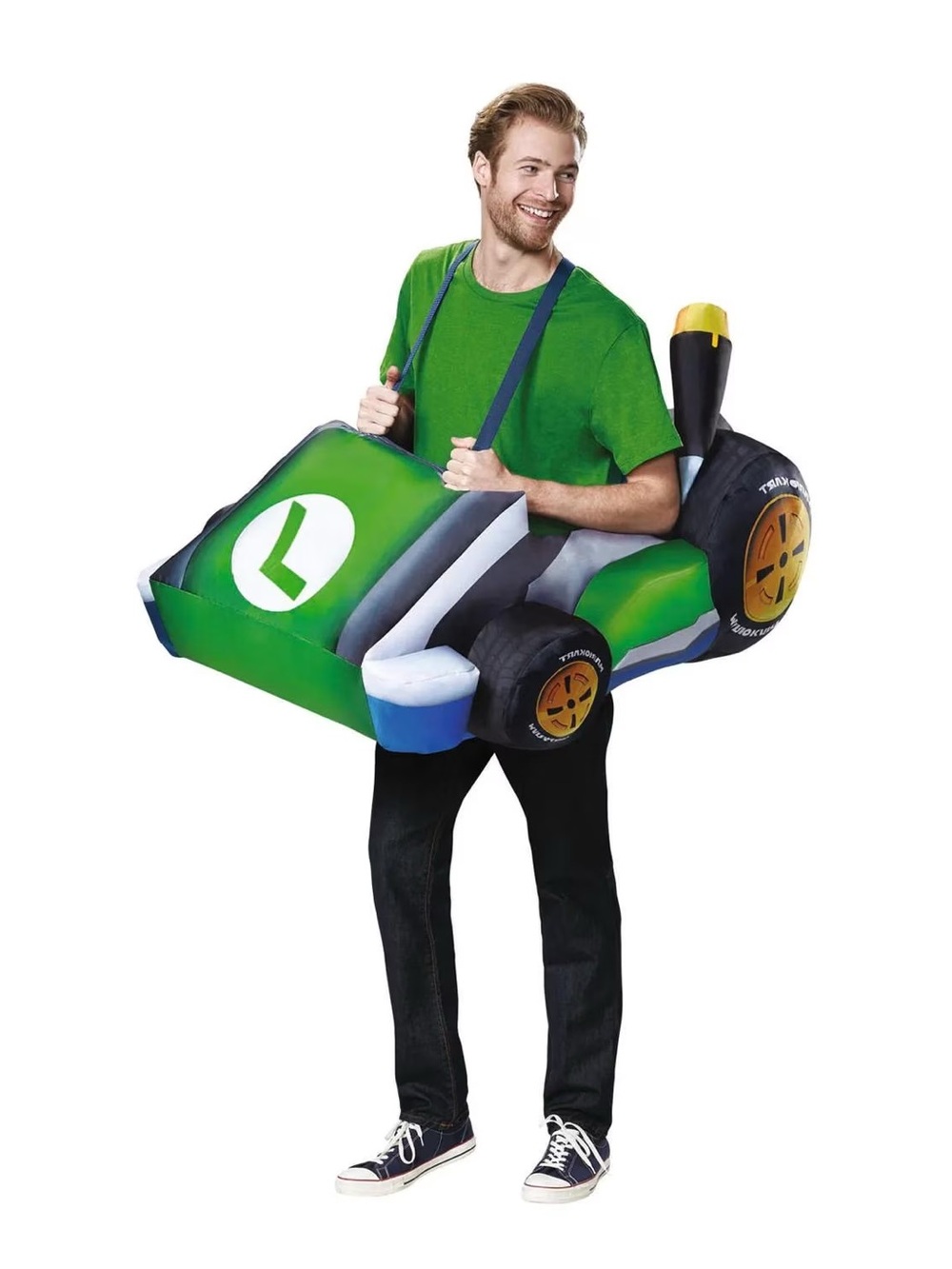 Luigi Mariokart Adult Inflatable Halloween Nintendo Disguise Costume New